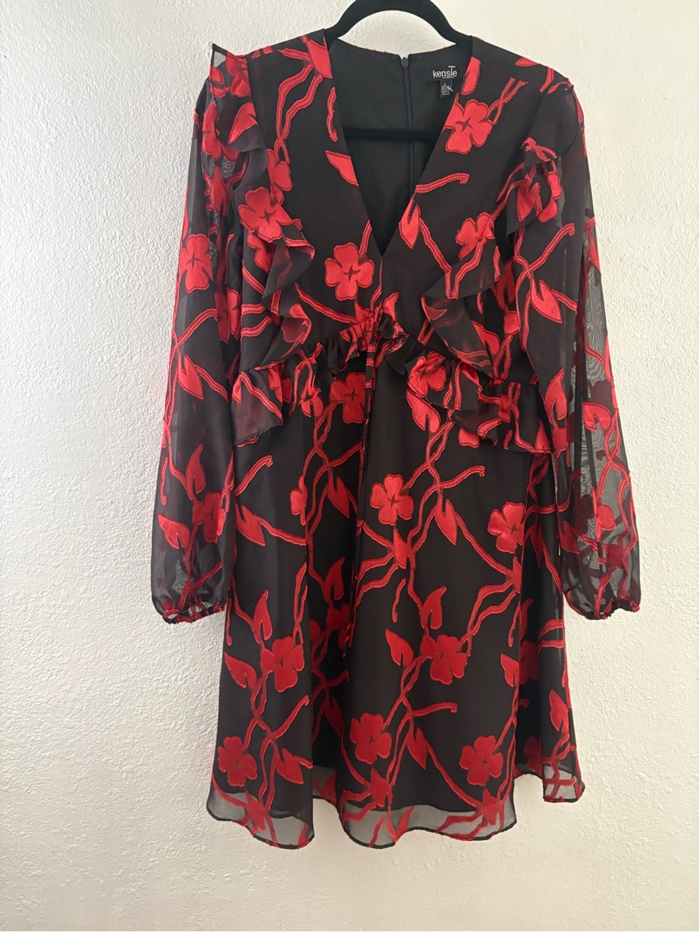 KENSIE Womens Blouson Sleeve V Neck Short Formal Fit + Flare Dress size 6 - Picture 2 of 7